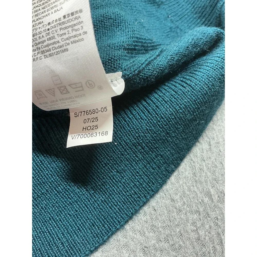 Banana Republic Sweater Mens M Green Merino Wool 1/4 Zip Mock Neck Pullover